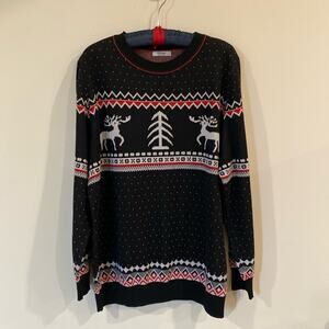 Meakeor Deer Christmas Sweater size XXL Black Red white Ugly Christmas Sweater